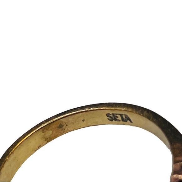 Vintage Gold Cubic Zirconia Black Stone SETA Ring - 9 - Picture 3 of 10